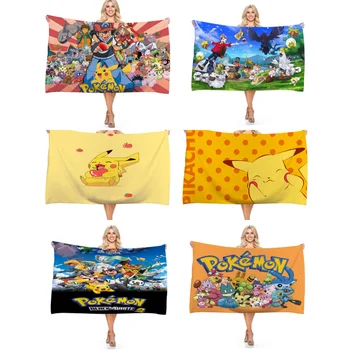 Банное полотенце Pokemon Для детей и Взрослых с Мультяшным Рисунком, Пляжное Полотенце, Покемон, Фитнес, Домашние Полотенца для горячих источников, Eevee Pikachu