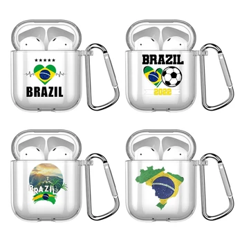 Бразилия Бразильский флаг Футбольный Мяч С Крючком Для Airpod Pro 3 Pro2 Прозрачная Крышка Силиконовый Чехол для Наушников Apple Airpods 2 1 чехлы