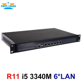 Брандмауэр Partaker R11 VPN 1U, устанавливаемый на стойку, Устройство сетевой безопасности, Маршрутизатор ПК Intel Core I5 3340M 6 *I-211 Lan/2USB/1COM/1VGA