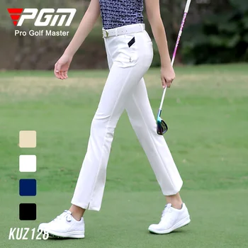 Брюки для гольфа PGM, Женские весенне-летние облегающие водонепроницаемые брюки с застежкой-молнией, Эластичные брюки с девятью точками, расклешенные брюки