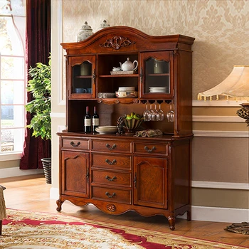 Буфетный шкаф в американском стиле, Шкафчик из массива дерева, Простой чайный шкаф, Шкаф для вина в европейском стиле, гостиная