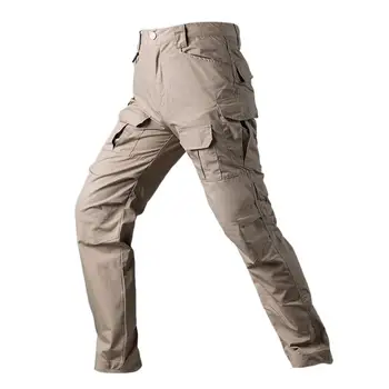 Весенне-осенние мужские повседневные хлопковые уличные тактические брюки-карго, Армейские брюки прямого кроя с несколькими карманами