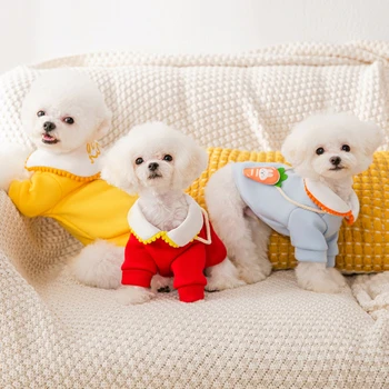 Весенне-осенняя одежда для собак, маленьких плюшевых собачек, чем мишка Померанский шпиц, осенне-зимняя толстовка с изображением двуногого питомца из мультфильма