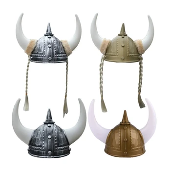 Взрослый Шлем Викинга с рогами для Вечеринок VikingTheme, Древнеримская шляпа для Костюма Хэллоуина, Средневековое платье H9ED
