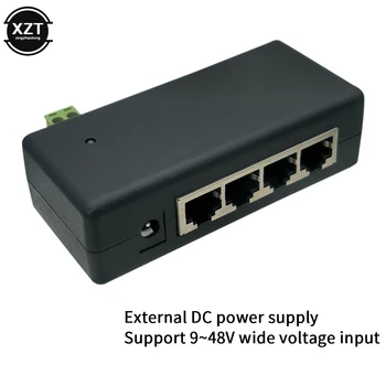 Высококачественный 4-портовый PoE Инжектор PoE Адаптер питания Ethernet Разъем питания 4,5 (+)/7,8 (-) Вход DC 9V-DC 48V для IP-камеры