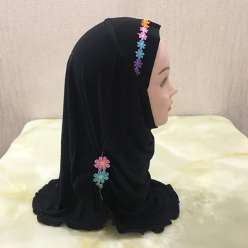 Головной платок с цветами ручной работы, Детские Внутренние Шапочки для Хиджаба, Исламская Накидка, Мусульманский детский Тюрбан, Шапочка для подчеркивания, от 2 до 7 лет