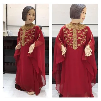 Детский Кафтан, африканский наряд, Абайя для Подружки Невесты, расшитое бисером Длинное платье из Дубая, Одежда для девочек