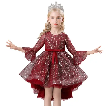 Детское платье USHINE с цветочным узором, Детская звезда, блестки, Принцесса, Пышное платье для Банкета, Пышное платье для танцев для Маленькой девочки
