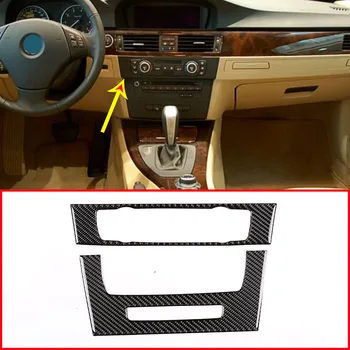 Для BMW 3 серии E90 E92 2005-2012, Мягкая автомобильная центральная консоль из углеродного волокна, накладка на CD-панель, наклейки, автомобильные аксессуары