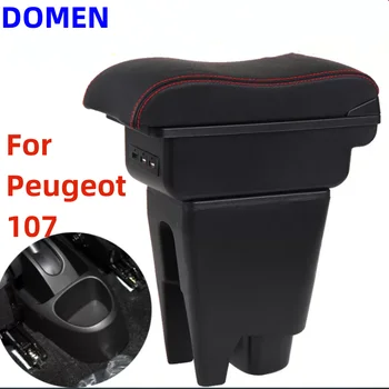 Для Peugeot 107 Подлокотник коробка Детали интерьера Центральное содержимое автомобиля С выдвижным отверстием для чашки Большое пространство Двухслойная USB зарядка