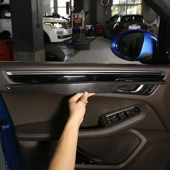 Для Porsche Macan 2014-2023 Автомобильная внутренняя дверная панель из настоящего Углеродного волокна, накладка, наклейка, аксессуары для внутреннего автомобиля