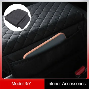 Для Tesla Model 3/Y Подушка для подлокотника Центральная консоль Кожаный чехол Автомобильные аксессуары