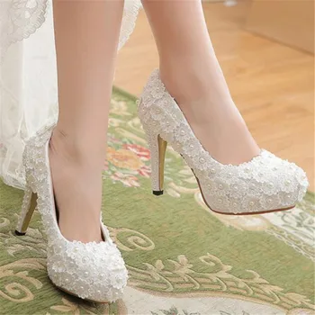 Женские туфли-лодочки на тонком высоком каблуке, женские кружевные слипоны с круглым носком, платье для офиса и карьеры, свадебная вечеринка, цветок, мелкий 2023, белый