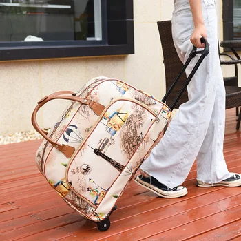 Женский Дорожный чемодан Большой емкости, сумки на колесиках, Оксфордский водонепроницаемый багаж на колесиках, Дорожная сумка на колесиках