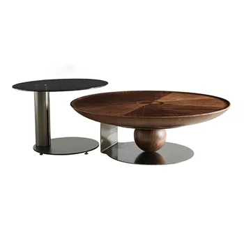 Журнальный столик в итальянском стиле, Легкая Роскошная Мебель для гостиной из массива дерева, Современный минималистичный Круглый Креативный Журнальный столик