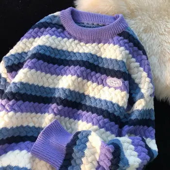 Зимний Свитер, Мужской Вязаный Пуловер, Студенческий Корейский Свободный Утолщенный Теплый Трикотаж, свитер для верхней пары, свитер