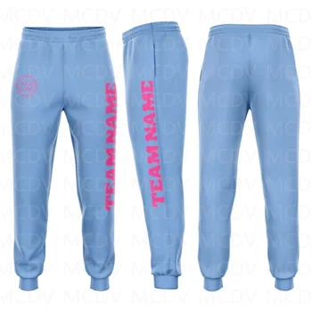 Изготовленные на заказ Светло-голубые тренировочные брюки для бега Трусцой из розового флиса с 3D принтом, повседневные брюки Унисекс для бега Трусцой, свободные спортивные брюки