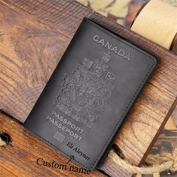 Индивидуальное название Обложка для паспорта из натуральной кожи Канады, Мужская Именная обложка для паспорта с индивидуальным рисунком или именем