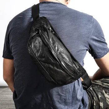 Индивидуальность тренд высококачественная мужская нагрудная сумка из натуральной кожи, винтажная роскошная поясная сумка из мягкой воловьей кожи для подростков, сумка-мессенджер
