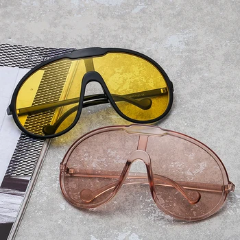 Интегрированные сросшиеся солнцезащитные очки Летние негабаритные оттенки HD-линз Новые Винтажные круглые солнцезащитные очки Y2K для улицы с защитой от ультрафиолета
