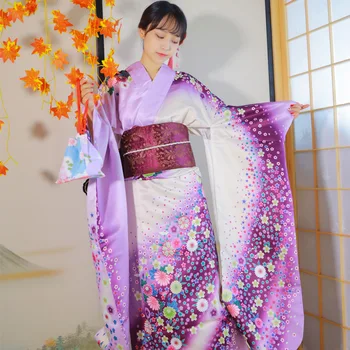 Кимоно, Японское традиционное Кимоно-Юката с принтом, платье-халат, Винтажная женская уличная одежда, Костюм Гейши для косплея