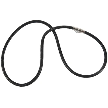 Колье из бронированной цепи с магнитной застежкой из нержавеющей стали, кожаный шнур, черный, шириной 4 мм, длиной 75 см