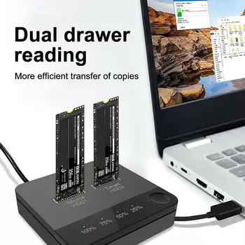 Корпус SSD с двумя отсеками USB 3.1 M.2 SATA, док-станция для клонирования накопителя, автономный твердотельный считыватель, Жесткий диск, Хранилище данных, Дисковый копировальный аппарат