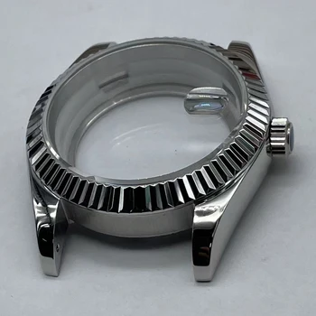 корпус часов 41 мм с сапфировым стеклом из нержавеющей стали, кольцо в виде собачьего зуба, Запасные части для часов для механизма NH35/NH35A