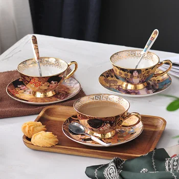 Кофейный сервиз из костяного фарфора керамический чайный сервиз Европейская фарфоровая посуда чайная чашка с ложкой Чашки для эспрессо кофе vajilla porcelana