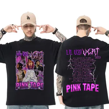 Лимитированная футболка Рэпера Lil Uzi Vert 2023 Concert Tour, Футболка с Розовой Лентой, Мужская Модная Повседневная футболка Оверсайз в стиле хип-хоп, Уличная одежда