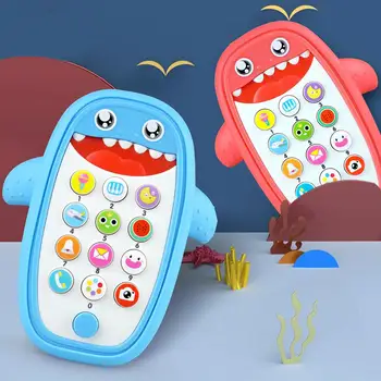 Милый музыкальный телефон с акулой, светодиодный светильник, развивающая игрушка для малышей