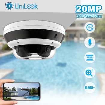 Многообъективная IP-камера Unilook 20MP POE с 3-КРАТНЫМ Зумом 360 ° Наружного Ночного Видения CCTV Видеонаблюдение Со звуковой сигнализацией