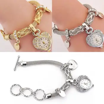 Модные женские часы-браслет с сердечком, аналоговые кварцевые наручные часы, женские часы под платье, подарок класса люкс