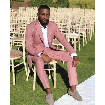 Модный розовый костюм Жениха 2023 года: Элегантный мужской свадебный наряд, Официальные Смокинги для выпускного вечера - Комплект из 2 предметов