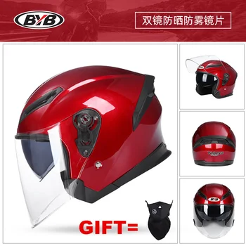 Мотоциклетный шлем 2021 с половиной лица, Двойной объектив, Двойной козырек, Мотоциклетный шлем, Защитный Шлем для мотокросса Для мужчин и женщин, одобренный в горошек