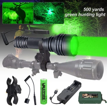 Мощный 500 Ярдов C8s ＷHite/Зеленый/Красный светодиодный Охотничий Фонарик USB Charge Predator Light для Hog Varmint Наружный Фонарь 18650
