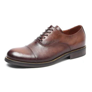 Мужские оксфордские туфли из цельной натуральной кожи, классические модельные туфли коричневого, черного цвета с ручной росписью, офисные официальные деловые мужские туфли