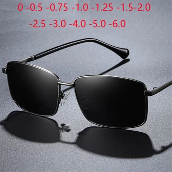 Мужские солнцезащитные очки с Рецептурными Линзами Для Вождения, Поляризованные Квадратные Солнцезащитные Очки С защитой От Близорукости Для Мужчин 0 -0,5 -0,75 -6,0