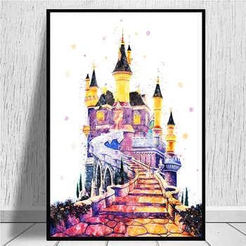 Мультяшный Плакат Disney Fantasy Castle Цифровая Печать Масляной живописи Настенная живопись Спальни Домашнее Украшение Гостиной