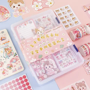 Набор канцелярских принадлежностей серии Sakura Материальная коробка Стикеры для заметок и бумажной ленты Карточки Наклейка для рук
