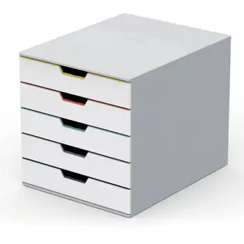 Настольный ящик для хранения Varicolor Mix с 5 выдвижными ящиками, белый / разноцветный - 5 выдвижных ящиков - Высота 11 дюймов X ширина 11,5 дюймов X глубина 14 дюймов - Настольный - Wh