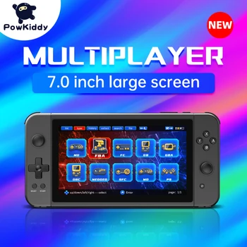Новая Портативная игровая консоль POWKIDDY X70 с 7-Дюймовым HD-экраном в стиле Ретро, Дешевые Детские Рождественские Подарки, Поддержка Игр для двух игроков
