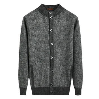 Новое поступление, Модное Высококачественное Зимнее мужское двухнитевое пальто, кардиган из 100% чистого кашемира, Толстый вязаный свитер, Размер XS-5XL