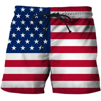 Новые Короткие Брюки с 3D Принтом Национального флага США Великобритании, Мужские Повседневные пляжные шорты, Модная Уличная Одежда, Пляжные шорты, Мужские Спортивные брюки