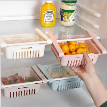 Новый Холодильник Регулируемый Растягивающийся Органайзер Выдвижная Корзина Ящики Для Холодильника Стеллаж Для хранения Свежих продуктов