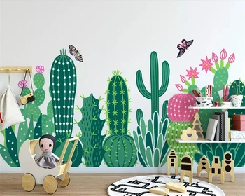 Обои Beibehang на заказ в скандинавском минималистичном стиле, ручная роспись, американский сад, кактус, фоновая стена детской комнаты, 3D обои