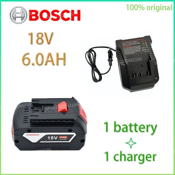 Оригинальная литиевая батарея BOSCH 18V Аккумуляторная батарея Bosch Емкостью 6,0 АЧ Оригинальный инструмент Аккумуляторная Батарея + зарядное устройство