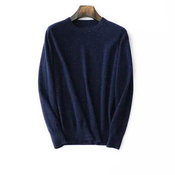 Осенне-зимний мужской кашемировый пуловер с круглым вырезом, деловой повседневный кашемировый свитер с длинными рукавами, пуловер с низом
