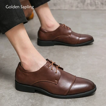 Офисная Мужская обувь Golden Sapling, Классическая Кожаная Официальная Обувь на плоской Подошве, Повседневная Деловая Обувь Дерби для Мужчин, Модельные Оксфорды, Zapatos