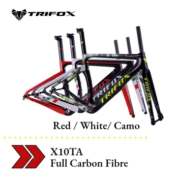 Официальный магазин TRIFOX Полный комплект Дисковых Тормозов из Углеродного волокна Через Ось DI2 Механические переключатели передач Carbon Road Bike Frameset X10